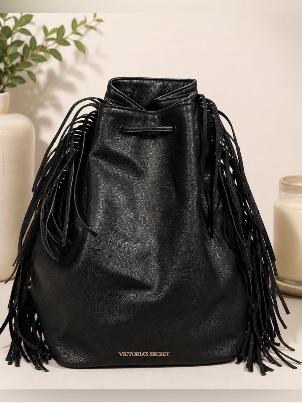Victoria’s Secret Vintage Y2K Faux Leather Fringe Backpack